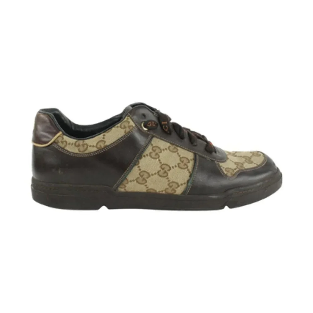 Gucci Men's 9 US Brown Monogram GG Signature Lace Low Sneakers 1216g50